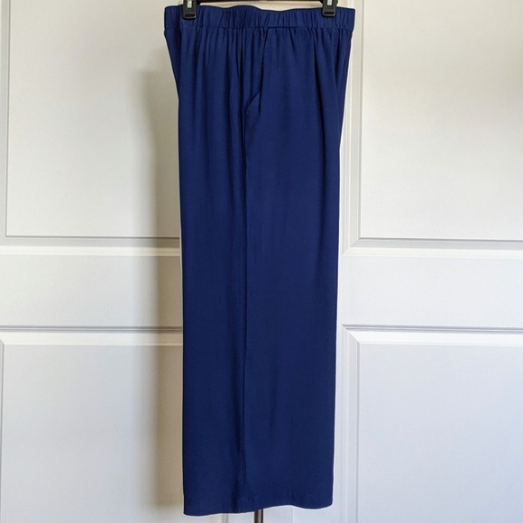 Johnny Was Pants Cropped Palazzo Wide Leg Elastic Waist Pockets Navy Blue M NWT - Picture 7 of 11